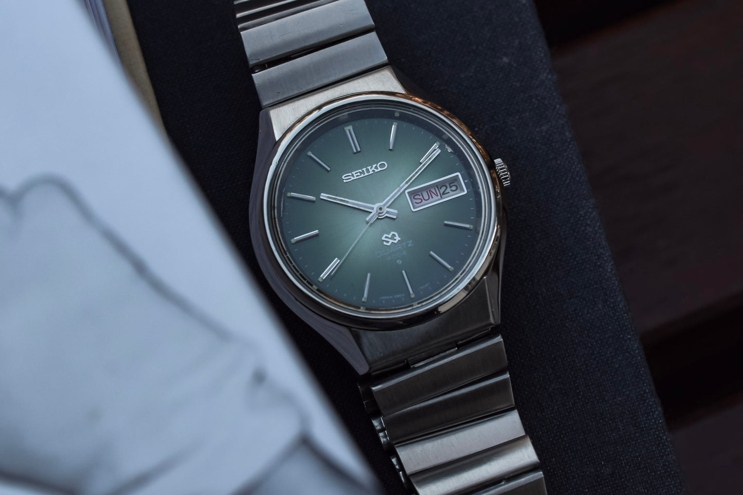 1975 Seiko SQ Day/Date Green Dial Watch