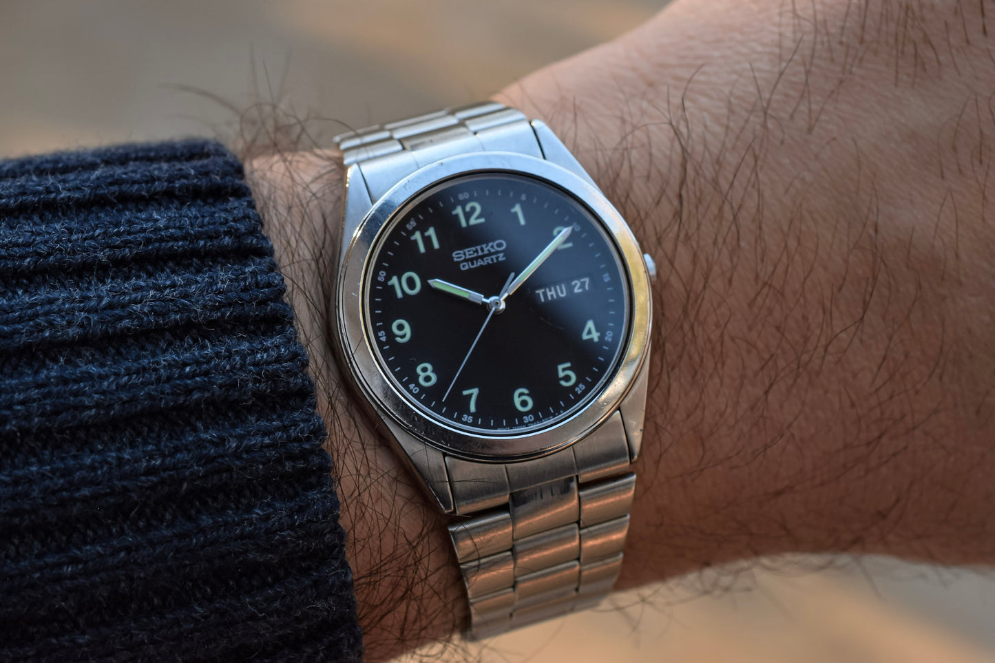 1993 Seiko Quartz Day/Date Black Dial Watch