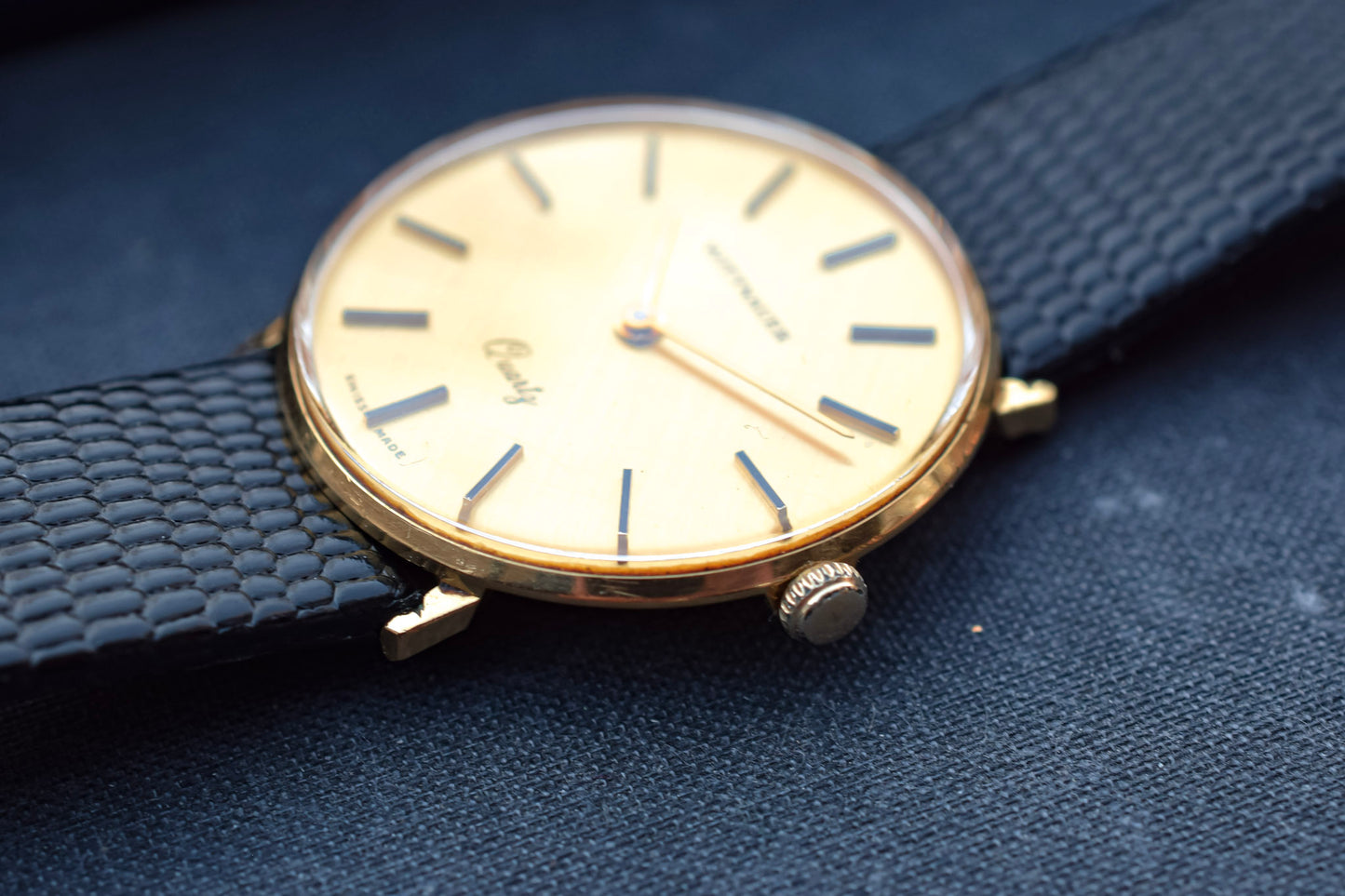 Vintage Gold Tone Linen Dial Wittnauer Quartz Watch